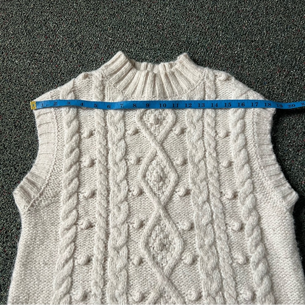 PRIMARK Off-White Cream Knit 3D Polka Dots Oversized Sweater Vest Shirt Top XS - Picture 11 of 16